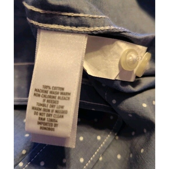 Bonobos Tailored Slim Fit Size XL Chambray Blue White Dots Button Down Shirt - Picture 10 of 11